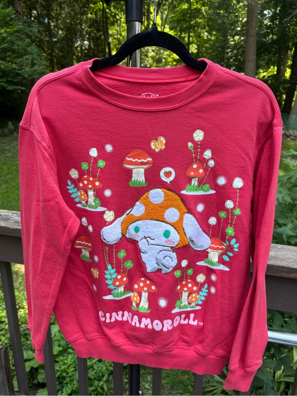 Sanrio Cinnamoroll Pink Red Mushroom Graphic Sweatshirt